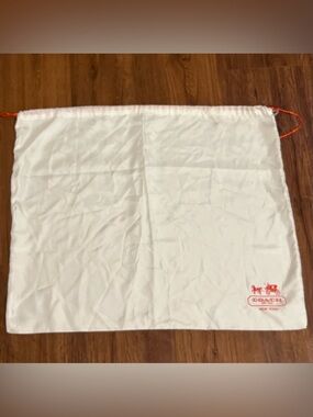 Coach White Dust Bag with Red Carriage Logo 20X23